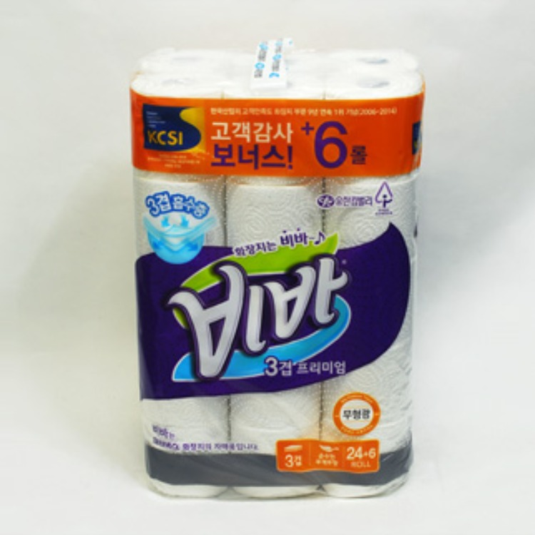 유한킴벌리화장지/비바3겹프리미엄화장지 도톰(30롤/3겹)/화장지 리뷰 이미지 1