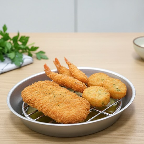 KDS 돌산 빈티지원형튀김접시 수육받침망 군만두찜플레이트 DS-5165 리뷰 이미지 1