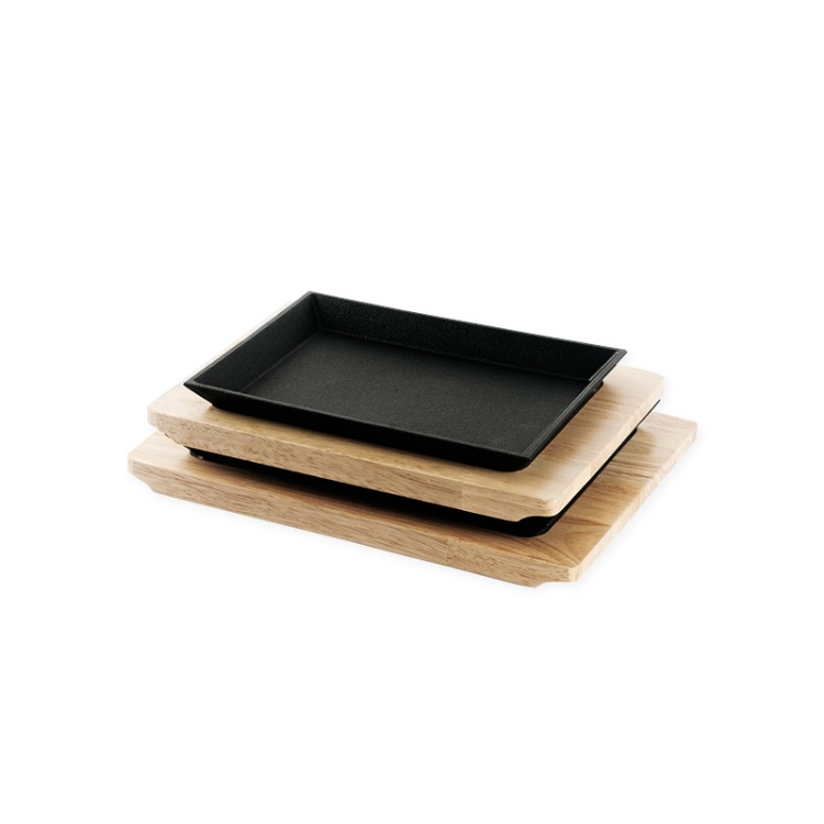 무쇠 사각주물팬 스테이크 감바스 장어 콘치즈팬 사각그릴+나무받침 세트 (22cm / 25cm) 리뷰 이미지 1